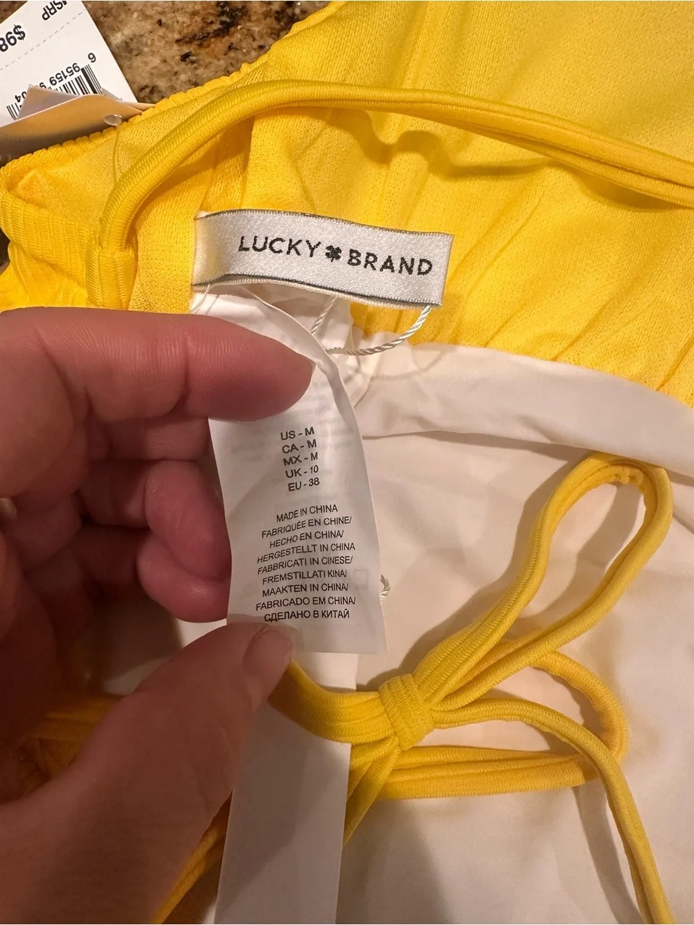Lucky Brand Yellow Ribbed One-Piece Swimsuit